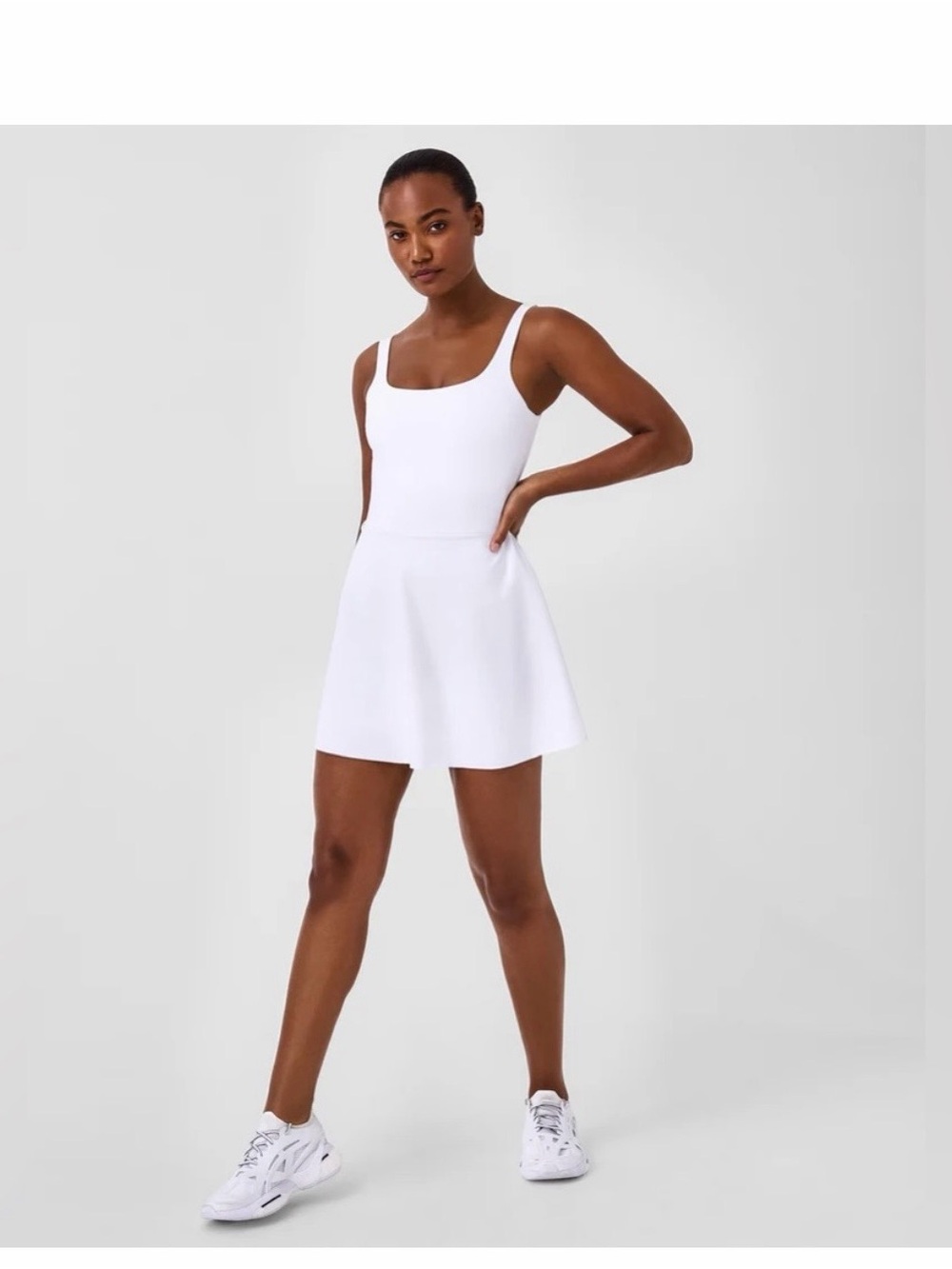 SPANX Get Moving White Square-Neck Mini Dress
